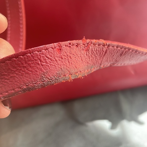 JACK GEORGES Red Italian Leather Laptop Shoulder Bag Dome Zip-Around Briefcase. - Picture 7 of 12